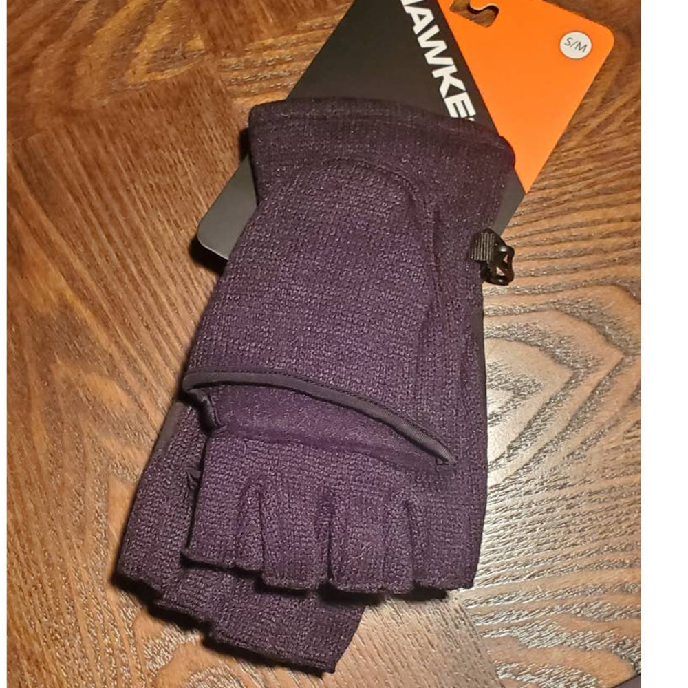 Hawke & Co Unisex Black 5 Finger Convertible Winter Mittens Gloves Men's S/M